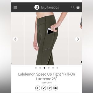 Lululemon speed up tight *full-on luxtreme 28” Dark Olive Size 6